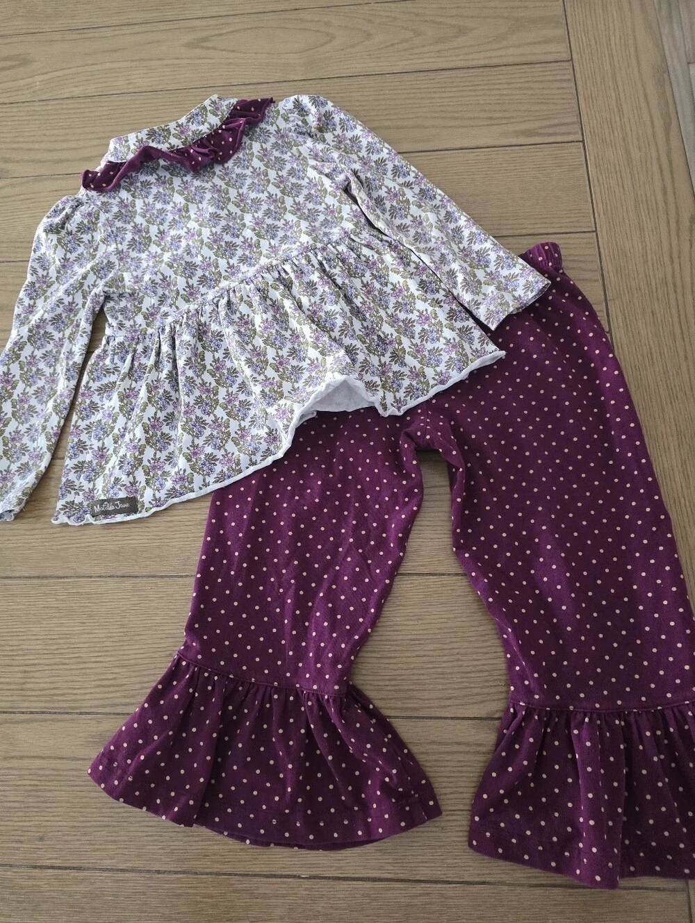 Matilda Jane Purple Floral Peplum Top & Polka Dot Ruffle Pants